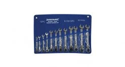 Silverline 794336 Clés mixtes à cliquet et à tête inclinable, 12 pcs - 8 - 19 mm