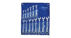 Silverline 399017 Clés mixtes à cliquet et à tête inclinable, 14 pcs - 8 - 24 mm