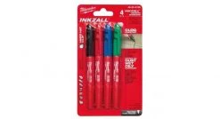 Milwaukee 48223106 INKZALL Marqueur Pointe fine – Couleurs : blue/rouge/vert/noir - Pointe: 1mm